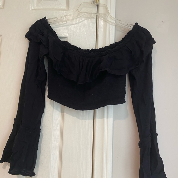 Urban Outfitters Tops - Black Long sleeve off the shoulder crop top